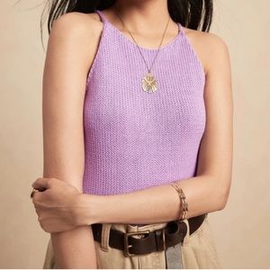 Banana Republic Organic Cotton Sweater Tank Lavender Lilac Crochet Knot …